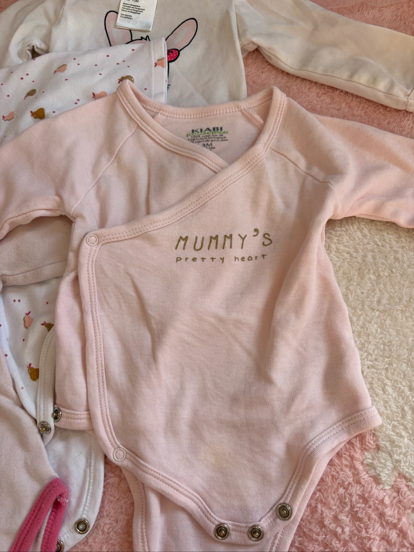 Lot of 5 baby girl bodysuits 3 months – Kiabi, H&M & Tex – photo 3